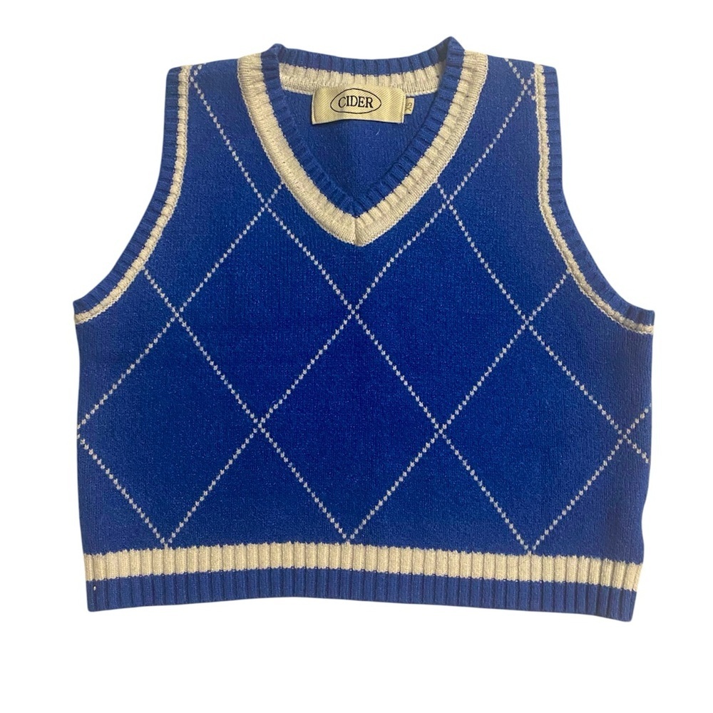 2/$15 Cider Blue and White Argyle Sweater Vest size XS